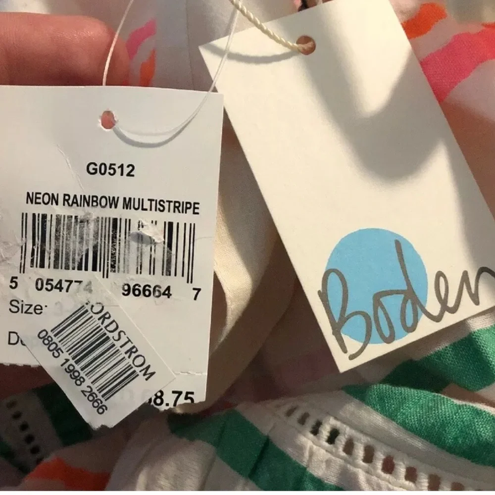 Mini Boden Toddler 3-4 Rainbow Stripe Sun Dress
